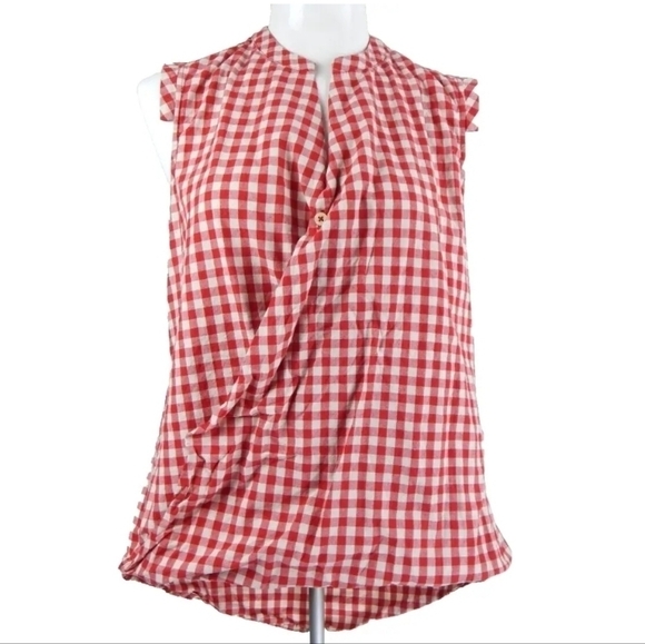 11.1 Tylho Anthropologie Red Check Top - Picture 1 of 3